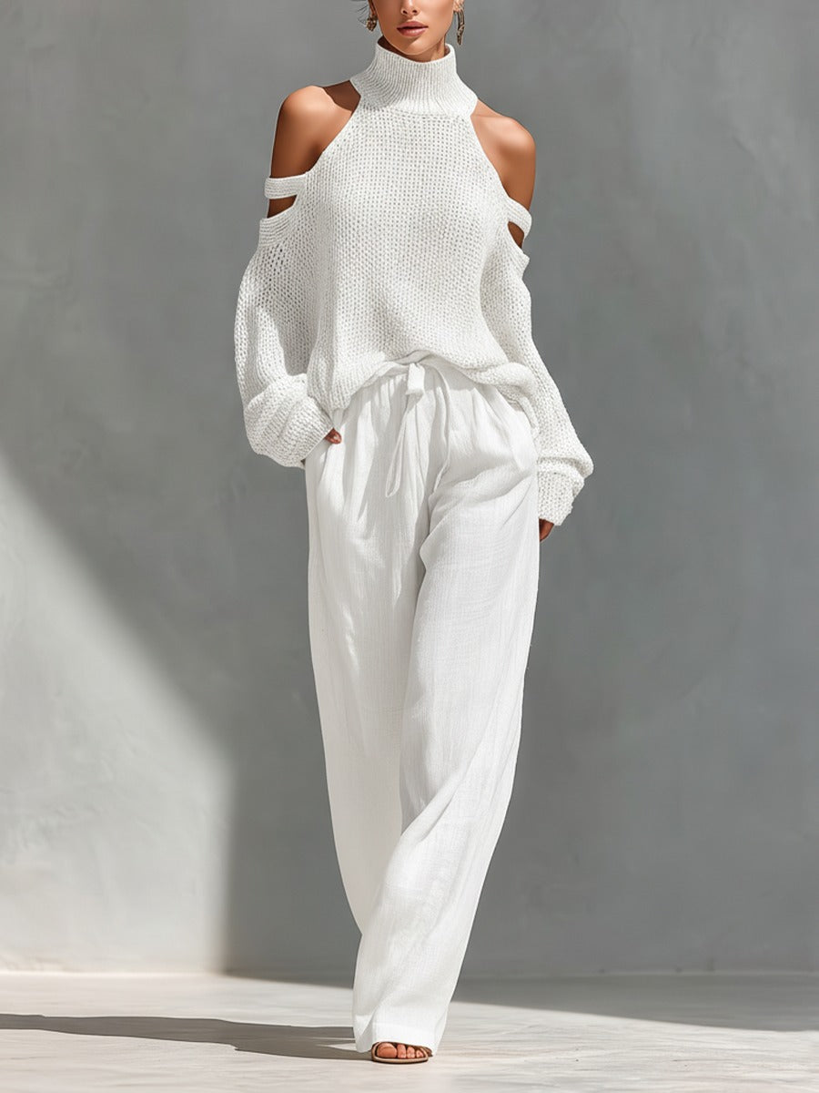 Conjunto de Moda de Punto y Lino