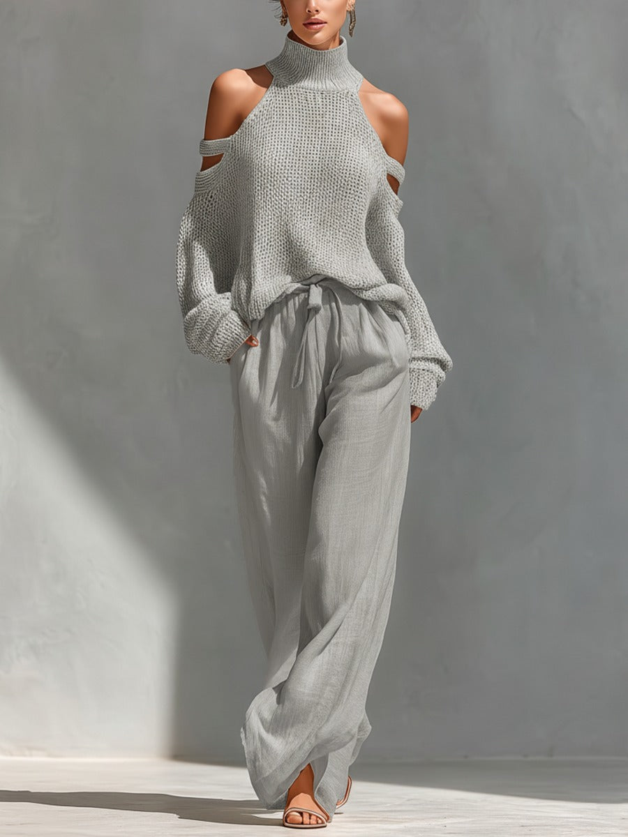 Conjunto de Moda de Punto y Lino
