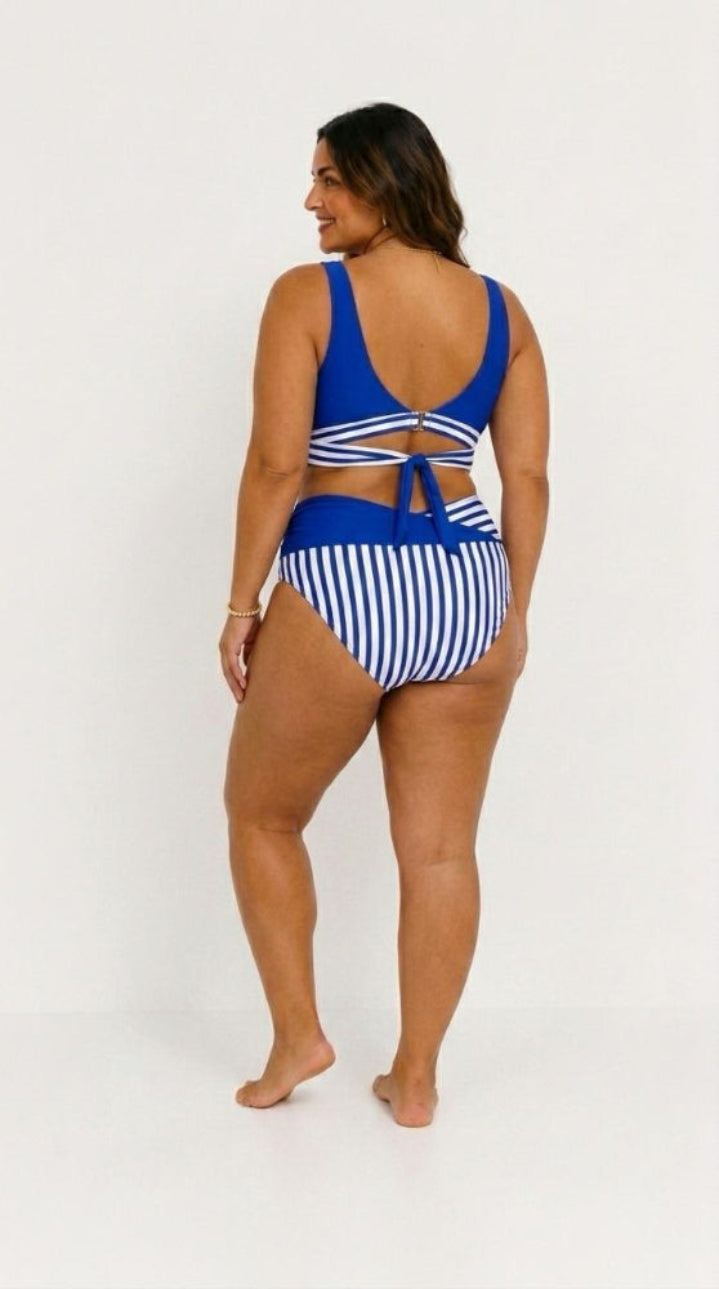 Bikini Cruzado de Rayas Estampado