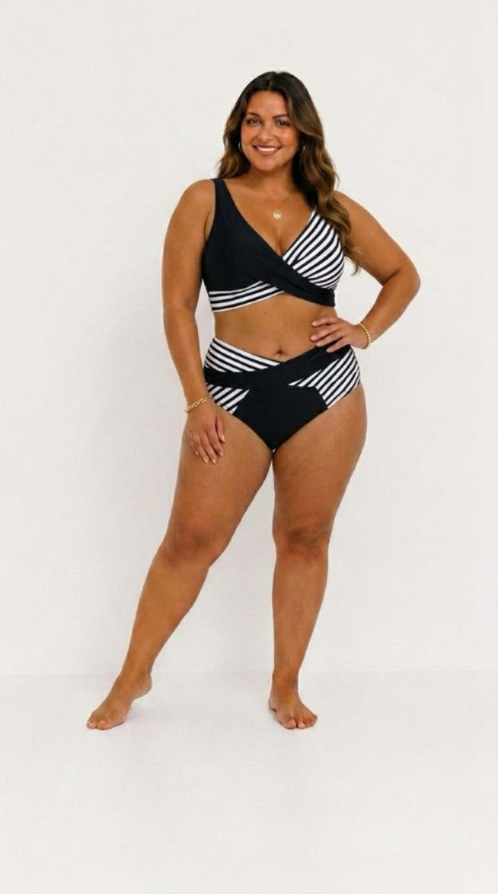 Bikini Cruzado de Rayas Estampado