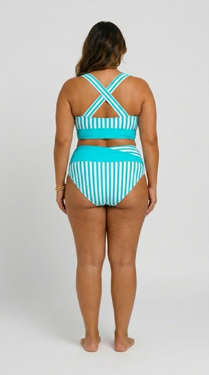 Bikini Cruzado de Rayas Estampado