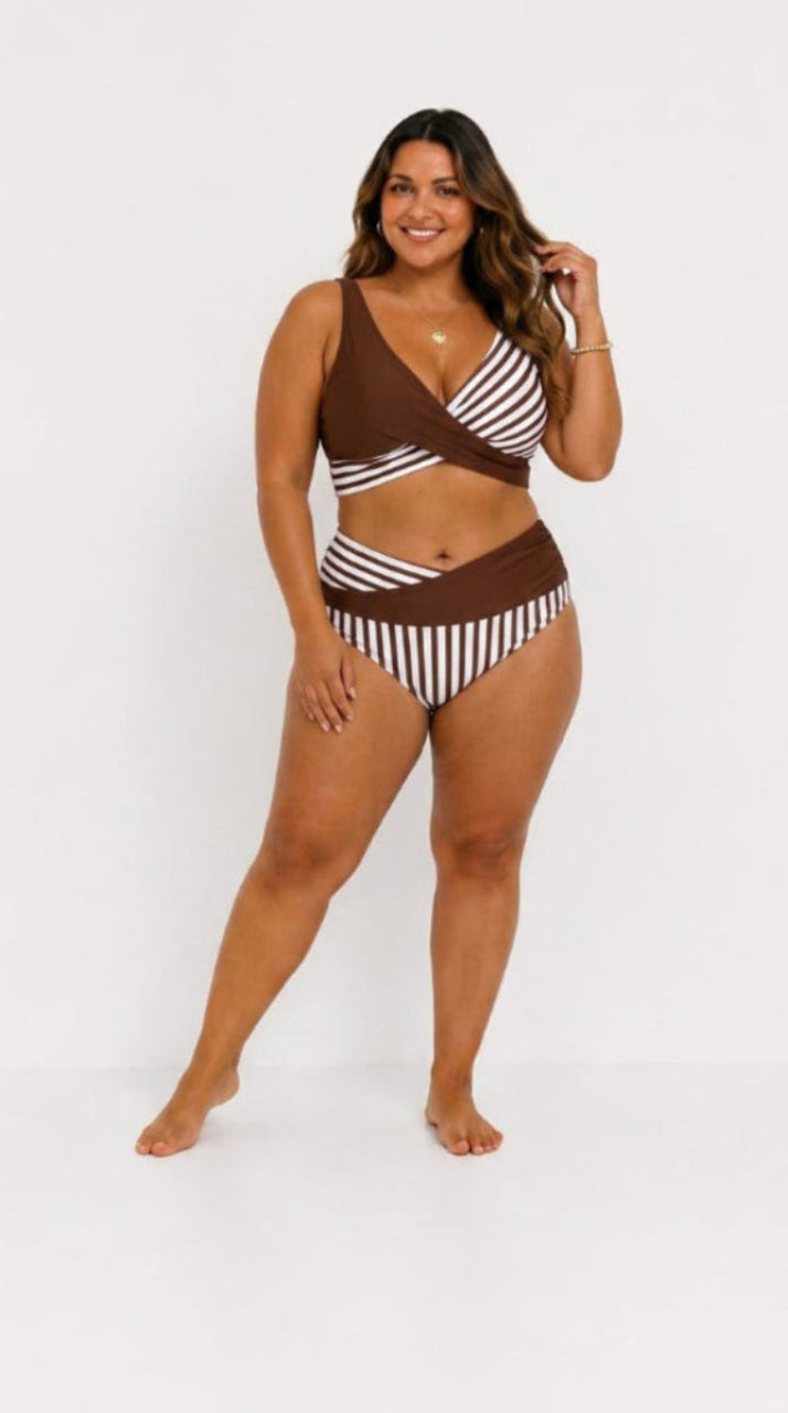 Bikini Cruzado de Rayas Estampado