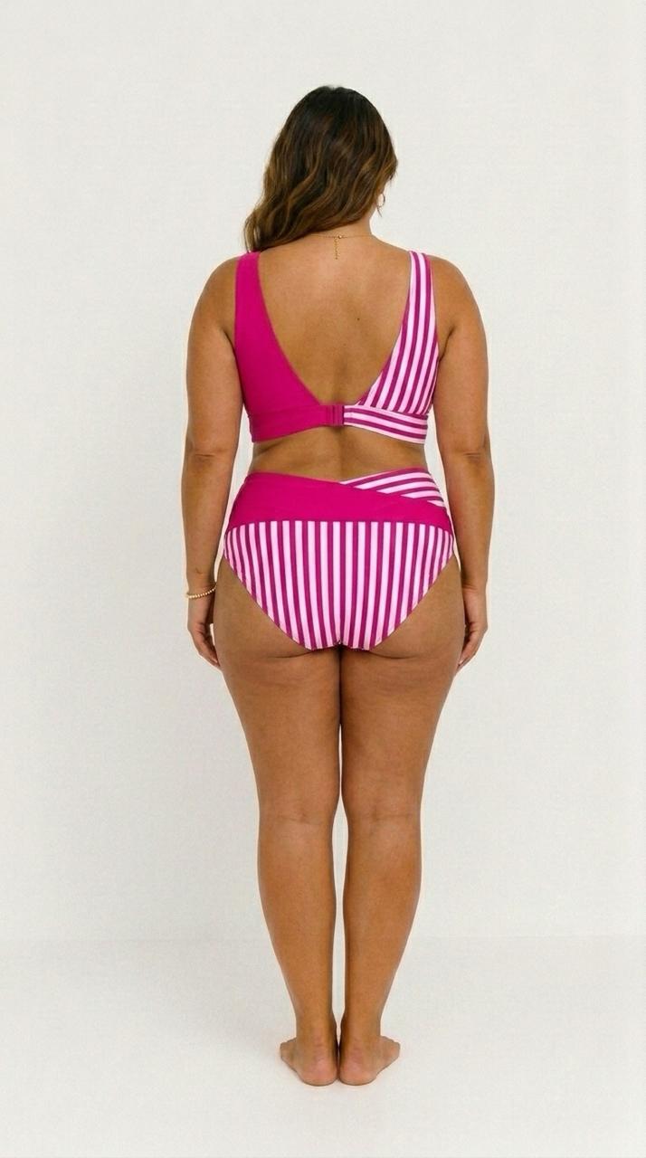 Bikini Cruzado de Rayas Estampado
